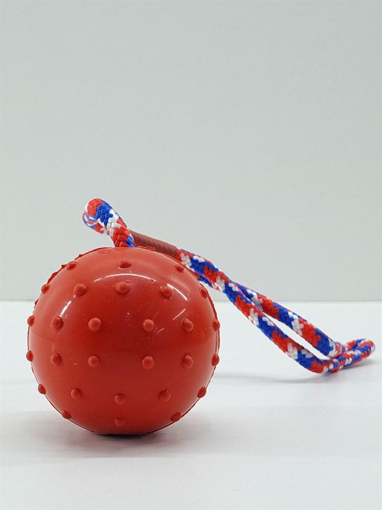 ZooAqua Игрушка для собак "Резиновый колючий мяч с веревкой", 6х30 см. - фото 2 - id-p190647519