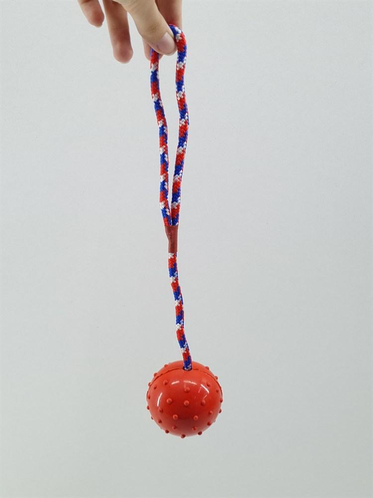ZooAqua Игрушка для собак "Резиновый колючий мяч с веревкой", 6х30 см. - фото 3 - id-p190647519