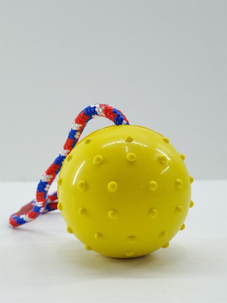 ZooAqua Игрушка для собак "Резиновый колючий мяч с веревкой", 6х30 см. - фото 4 - id-p190647519