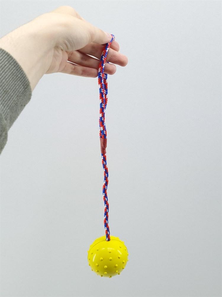 ZooAqua Игрушка для собак "Резиновый колючий мяч с веревкой", 6х30 см. - фото 5 - id-p190647519