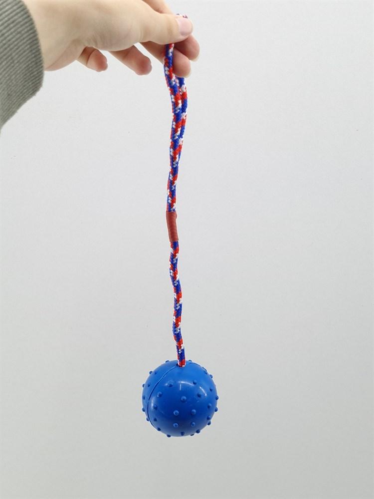 ZooAqua Игрушка для собак "Резиновый колючий мяч с веревкой", 6х30 см. - фото 7 - id-p190647519
