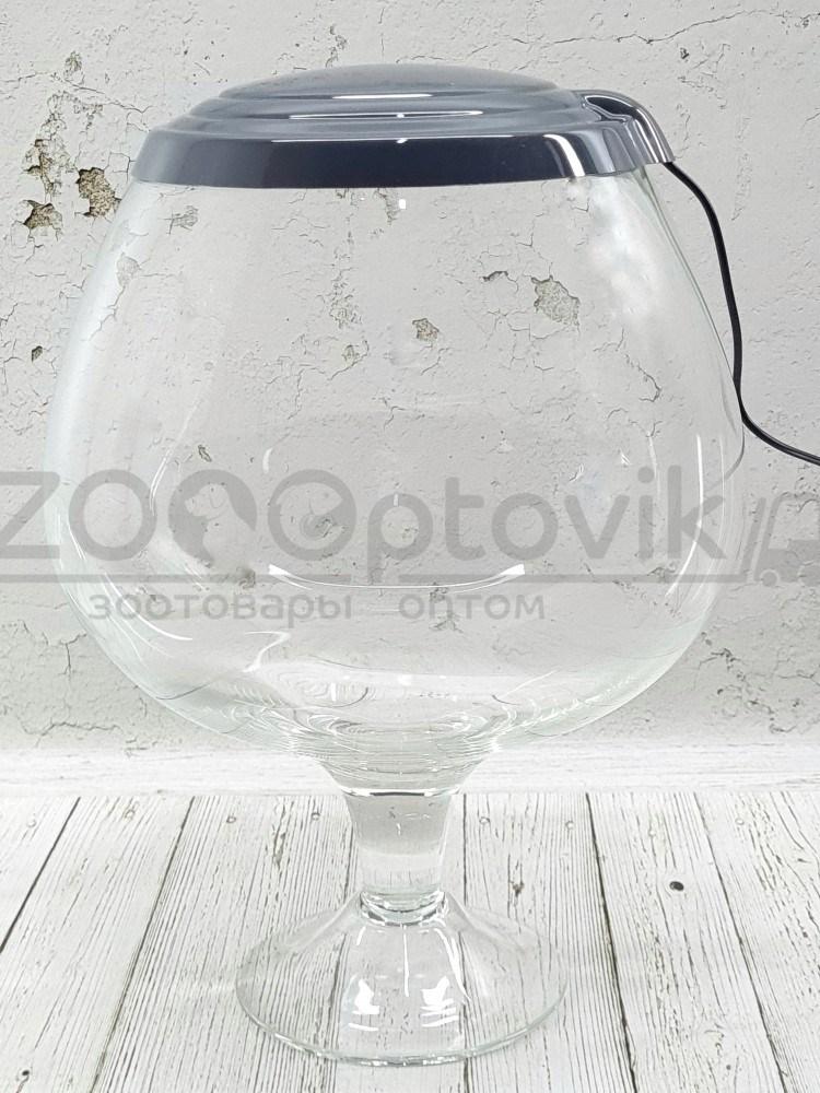 ZooAqua Аквариум бокал на 7 литров черный с Led светильником на пульте управления деньночь и др. режимы