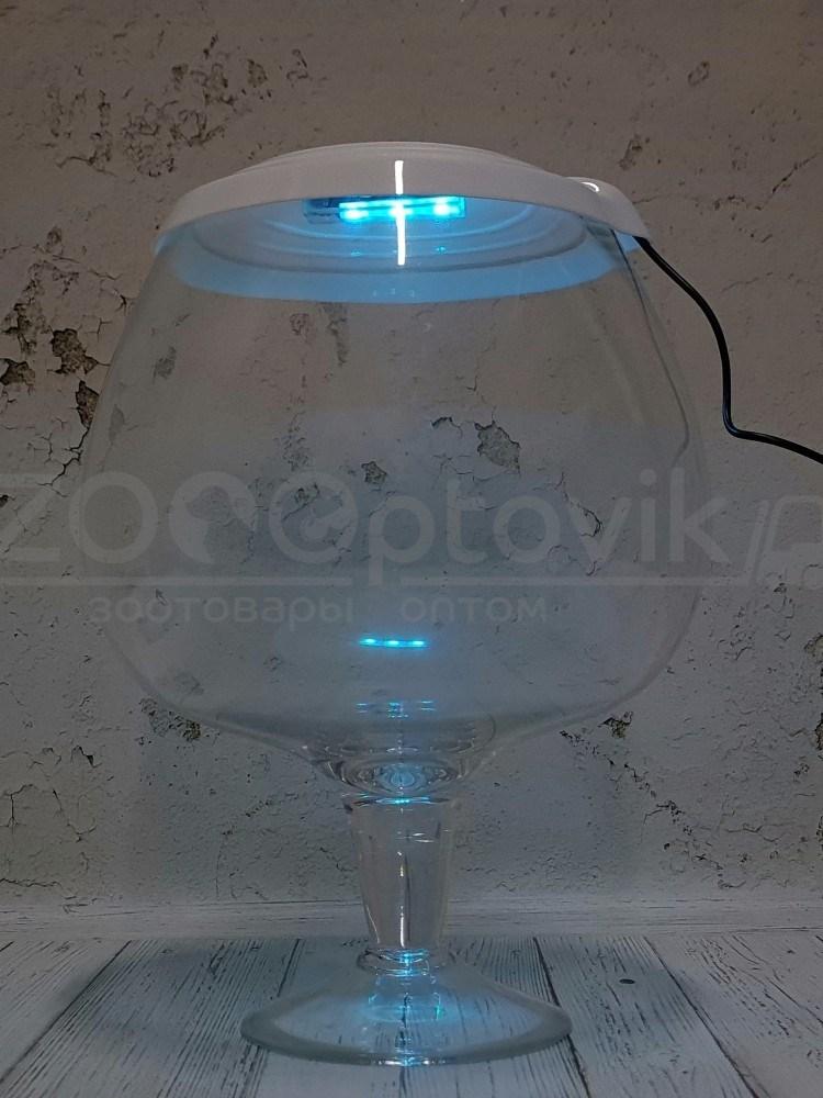 ZooAqua Аквариум бокал на 12 литров белый с Led светильником на пульте управления деньночь и др. режимы - фото 4 - id-p190647526