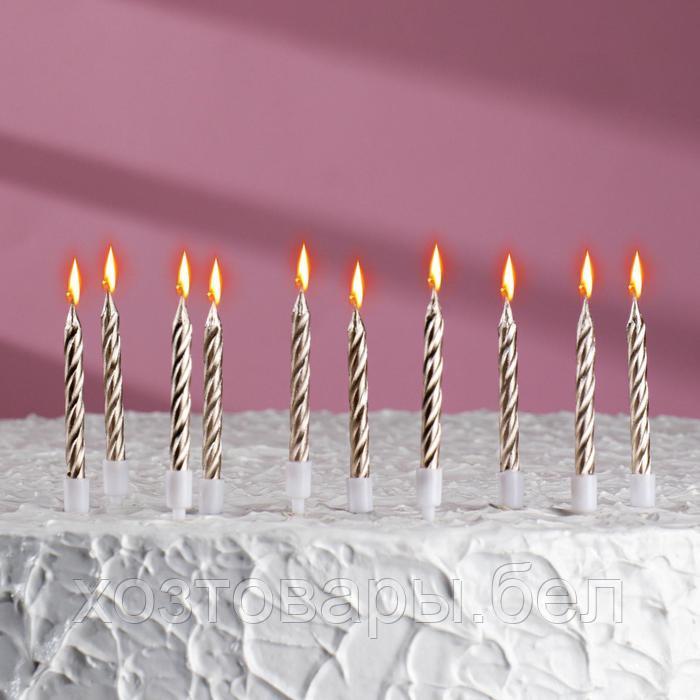 Свечи в торт "Спираль", 10 шт, средние, 7 см, металлик - фото 1 - id-p190648620