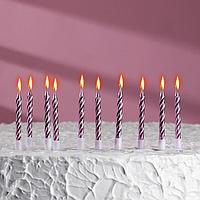 Свечи в торт "Спираль", 10 шт, средние, 7 см, розовый металлик