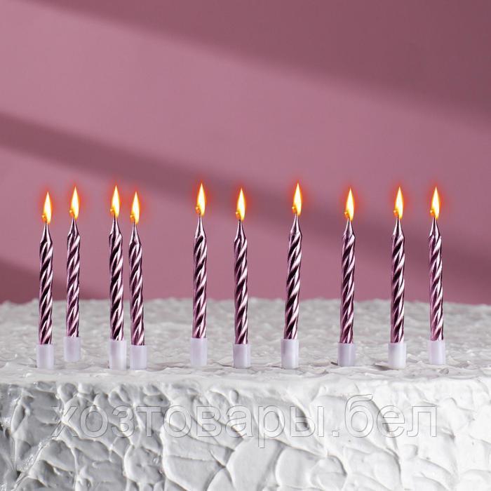 Свечи в торт "Спираль", 10 шт, средние, 7 см, розовый металлик - фото 1 - id-p190648621
