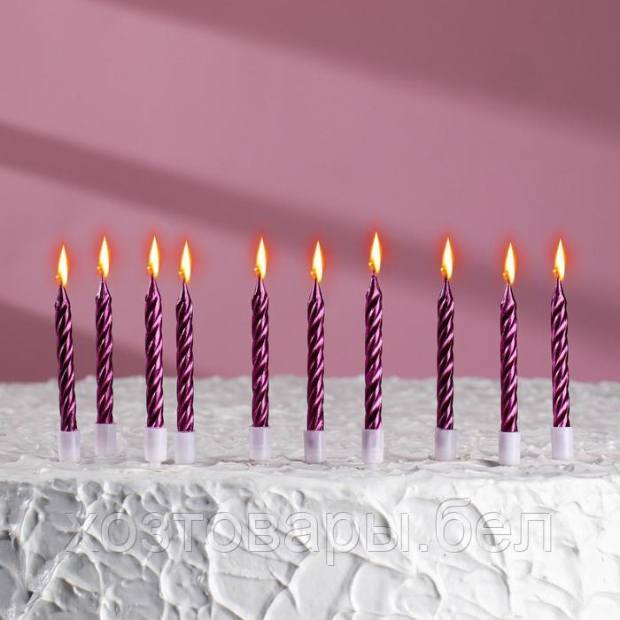 Свечи в торт "Спираль", 10 шт, средние, 7 см, фиолетовый металлик - фото 1 - id-p190648622
