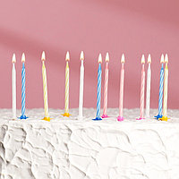 Свечи для торта «Яркая полоска», набор: 24 шт и 12 подставок