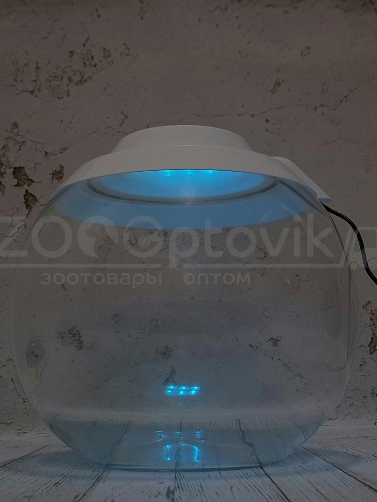 ZooAqua Аквариум круглый на 8 л. белый с Led светильником на пульте управления деньночь и др. режимы - фото 7 - id-p190651683