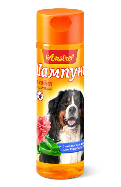Amstrel Шампунь Amstrel 120 мл для собак антипаразитарный с маслом пальмарозы, алоэ и экстрактом пиретрума - фото 1 - id-p190651731