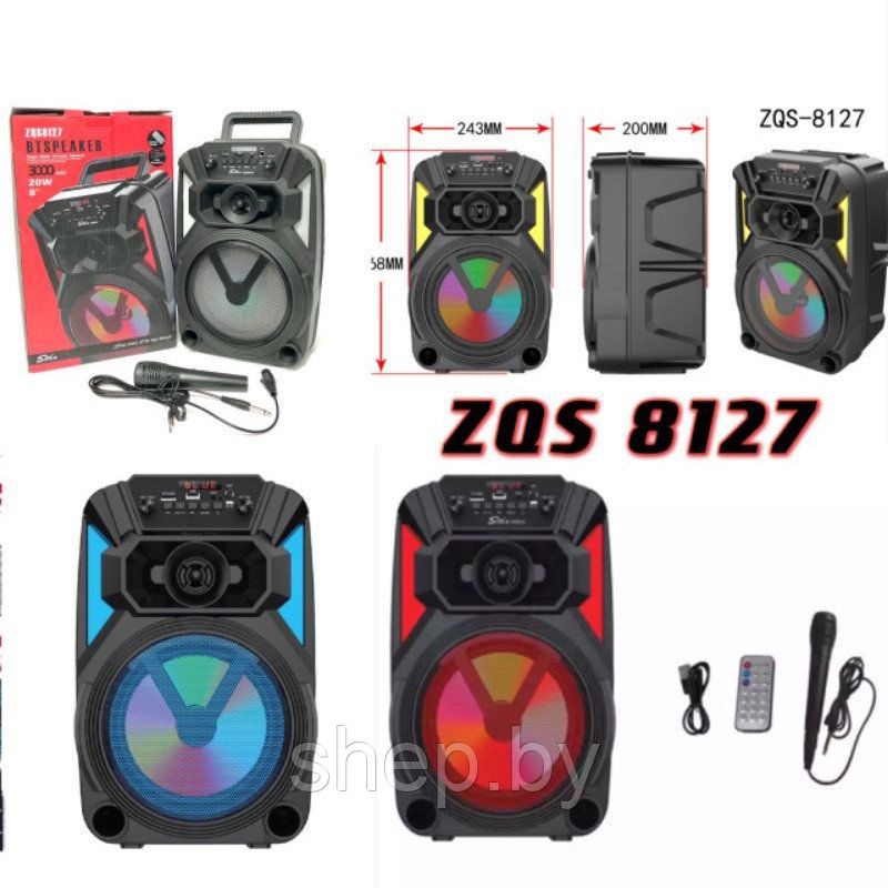Портативная блютуз колонка BT Speaker ZQS-8127 с пультом и микрофоном - фото 4 - id-p190660956