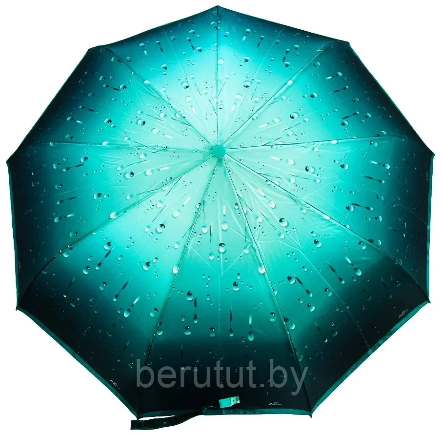 Зонт женский складной полуавтомат Popular "Turquoise drop" (9 спиц усиленные) - фото 1 - id-p190704887