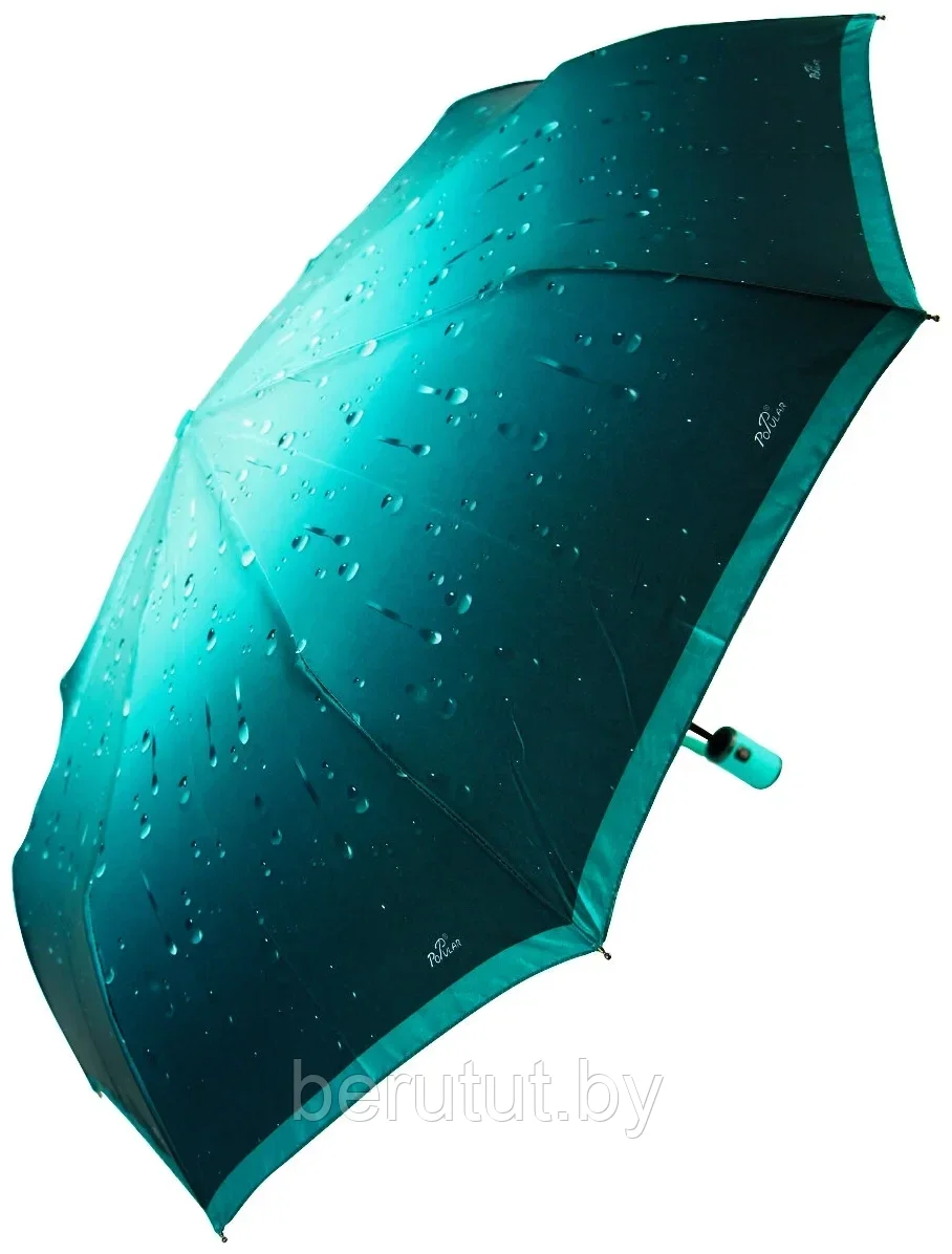 Зонт женский складной полуавтомат Popular "Turquoise drop" (9 спиц усиленные) - фото 2 - id-p190704887
