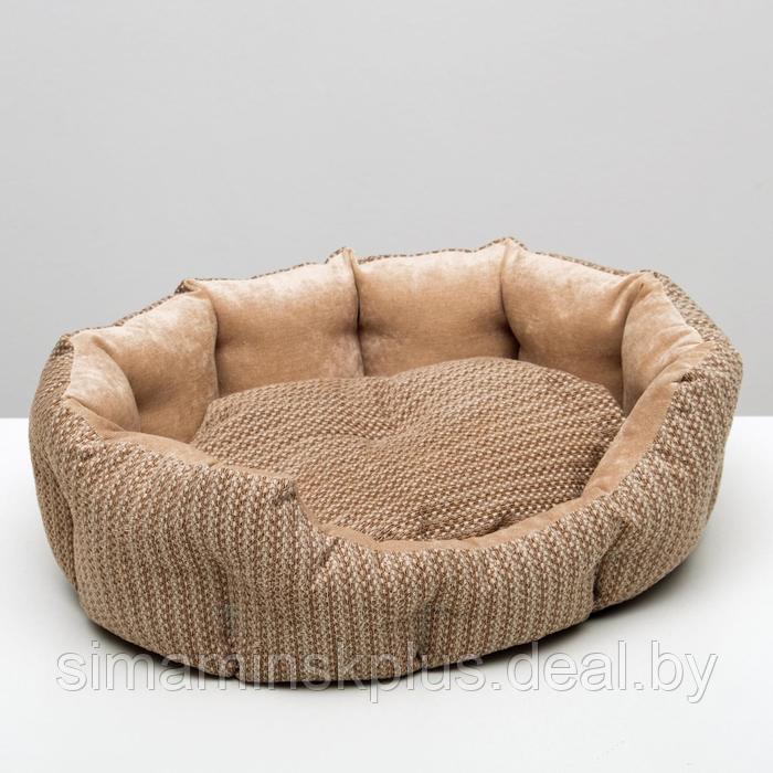 Лежанка для животных,мебельная ткань, холлофайбер, 50 х 40 х 15 см, в коричневых оттенках - фото 1 - id-p190733869