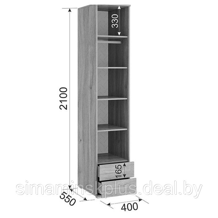 Шкаф однодверный «Лайк 54.01», 400 × 550 × 2100 мм, цвет дуб мария / фуксия - фото 2 - id-p190734890