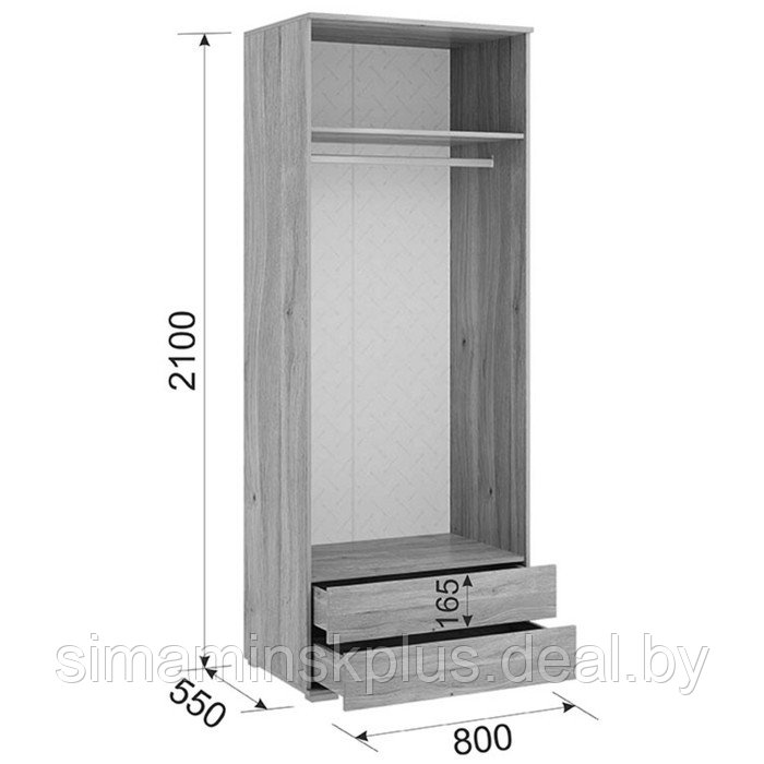 Шкаф двухдверный «Лайк 55.01», 800 × 550 × 2100 мм, цвет дуб мария / графит - фото 4 - id-p190734912