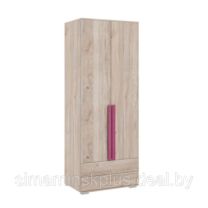 Шкаф двухдверный «Лайк 55.01», 800 × 550 × 2100 мм, цвет дуб мария / фуксия - фото 1 - id-p190734917