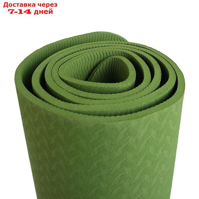 Коврик для йоги 183 × 61 × 0,6 см, цвет зелёный - фото 4 - id-p190534760