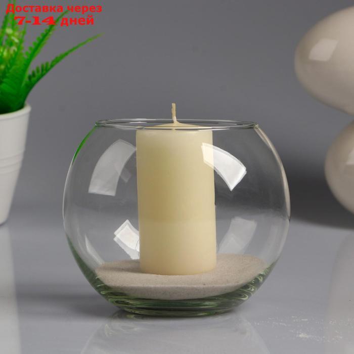 Ваза-шар стеклянная "Классика" с белой свечой, 12×10 см - фото 1 - id-p190528567