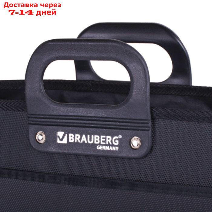 Портфель пластиковый А4 BRAUBERG, 3 отделения, 390 х 315 х 120 мм, на молнии, чёрный - фото 4 - id-p190529353
