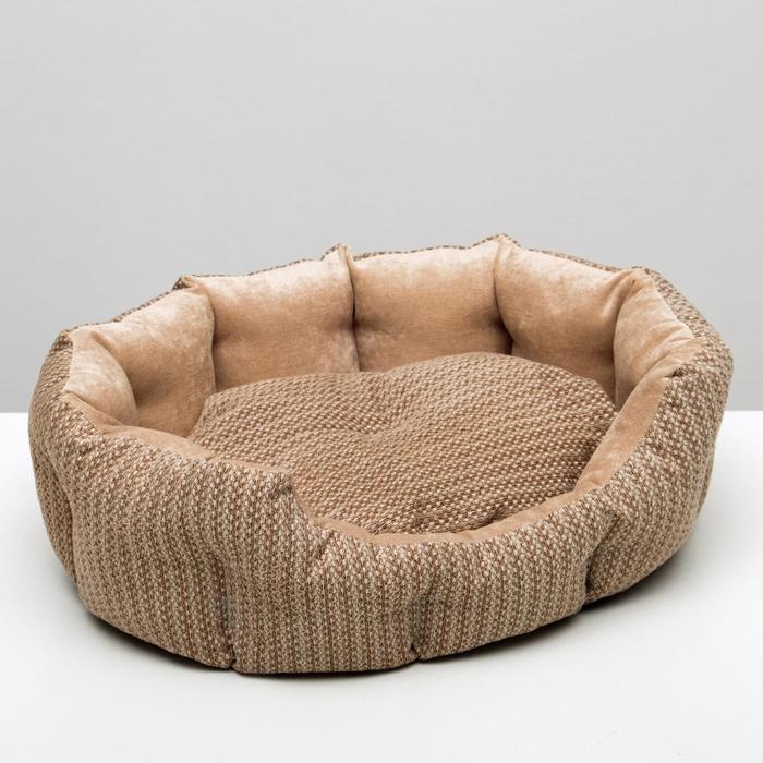 Лежанка для животных,мебельная ткань, холлофайбер, 50 х 40 х 15 см, в коричневых оттенках - фото 1 - id-p190812992