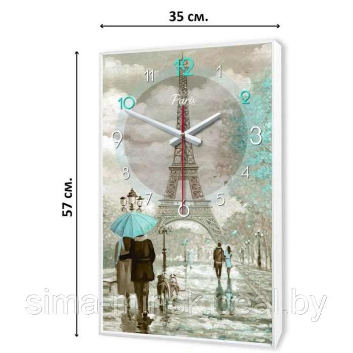 Часы-картина настенные, серия: Интерьер, "Париж", плавный ход, 57 х 35 х 4 см - фото 1 - id-p190814626