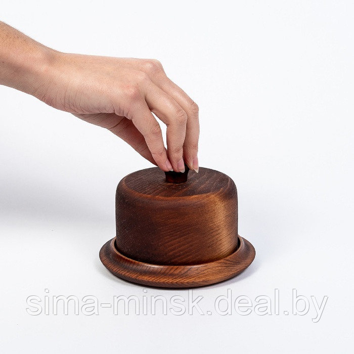 Маслёнка из натурального кедра, 13,5×9×2 см, цвет шоколадный - фото 3 - id-p190814816