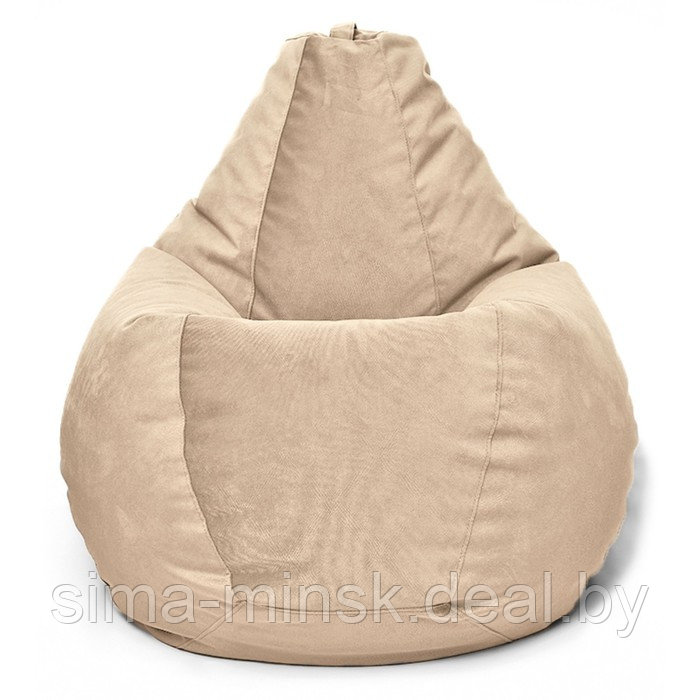 Кресло-мешок «Груша» Позитив Maserrati, размер M, диаметр 70 см, высота 90 см, велюр, цвет песок - фото 2 - id-p190815153