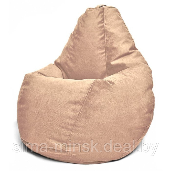 Кресло-мешок «Груша» Позитив Maserrati, размер M, диаметр 70 см, высота 90 см, велюр, цвет кофе с молоком - фото 1 - id-p190815155