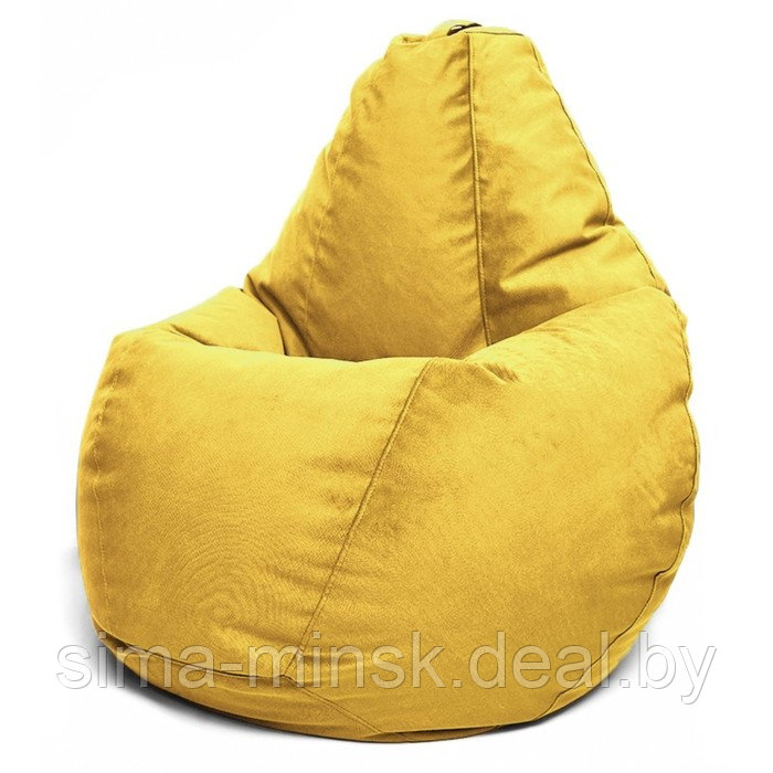 Кресло-мешок «Груша» Позитив Maserrati, размер M, диаметр 70 см, высота 90 см, велюр, цвет жёлтый - фото 1 - id-p190815160