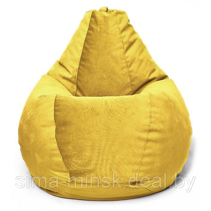 Кресло-мешок «Груша» Позитив Maserrati, размер M, диаметр 70 см, высота 90 см, велюр, цвет жёлтый - фото 2 - id-p190815160