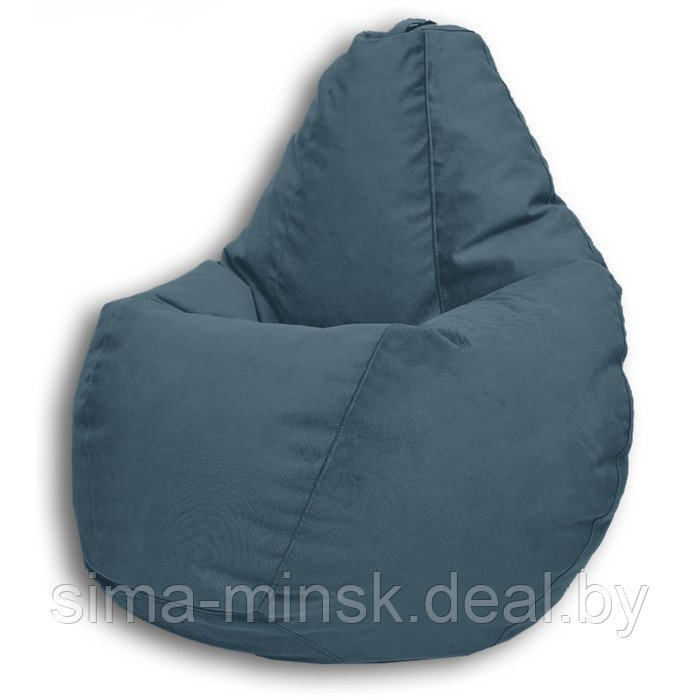 Кресло-мешок «Груша» Позитив Liberty, размер L, диаметр 80 см, высота 100 см, велюр, цвет синий - фото 2 - id-p190815236