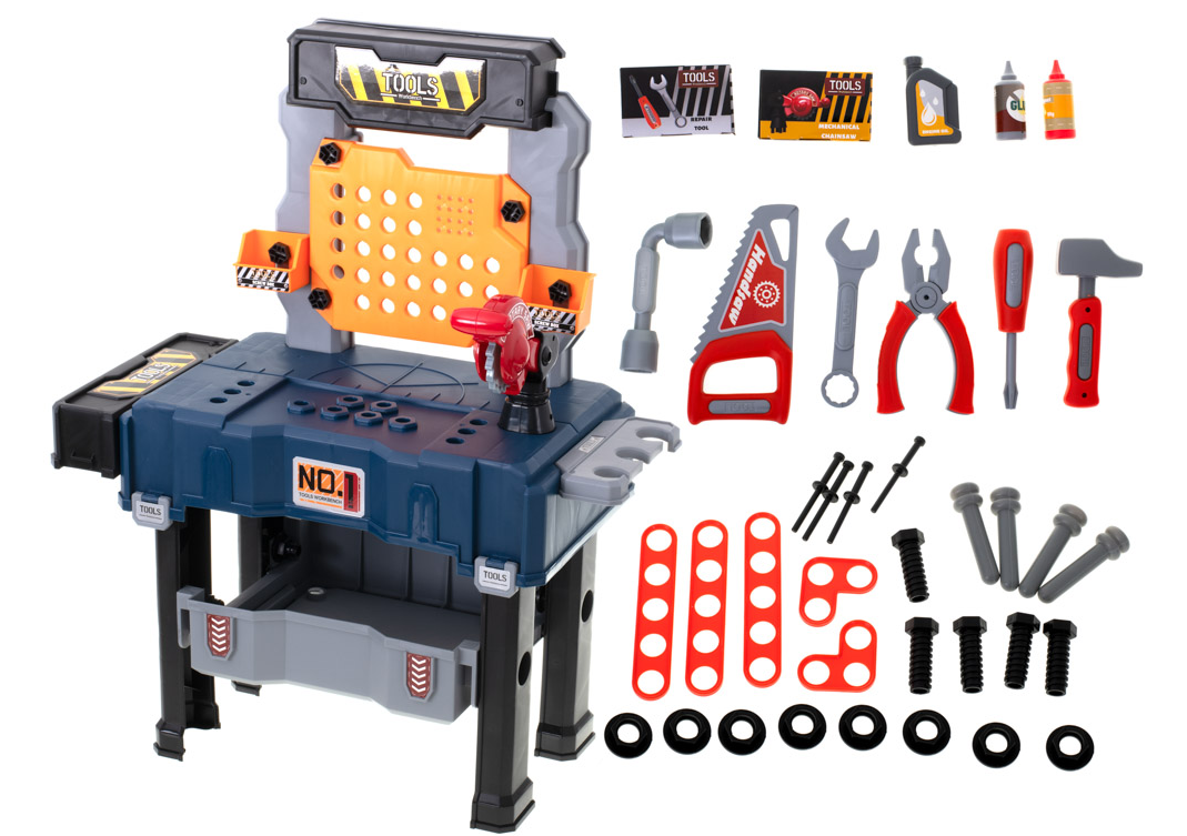 Детский игровой набор Мастерская Слесаря 65 предметов, набор стол строительных инструментов - фото 4 - id-p190822739