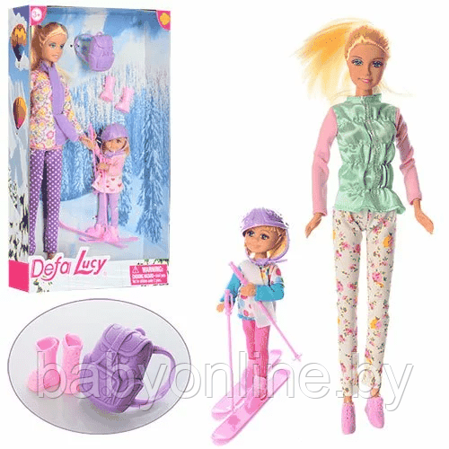 Набор кукла Барби мама с дочкой на лыжах арт 8356 Defa Lucy Дефа