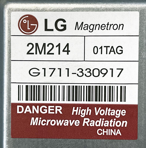 Магнетрон СВЧ LG 2m214-01TAG 900W - фото 3 - id-p28631852