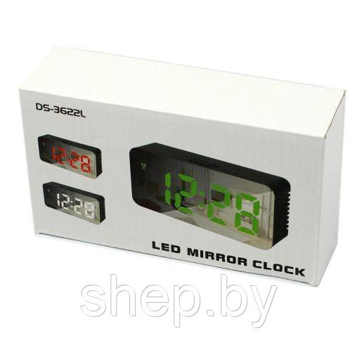 Электронные ЗЕРКАЛЬНЫЕ часы настольные DS-3622L Подсветка: зеленый,белый,красный - фото 5 - id-p190857015