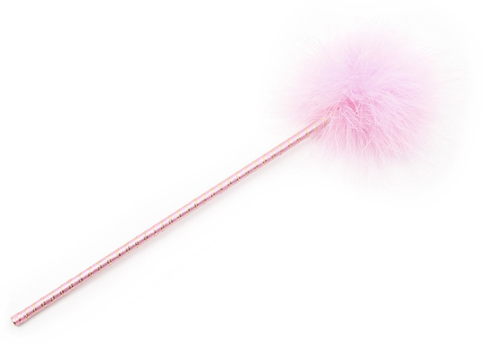 Нежно-розовый перьевой тиклер с атласной ручкой 34 см - фото 2 - id-p190864156