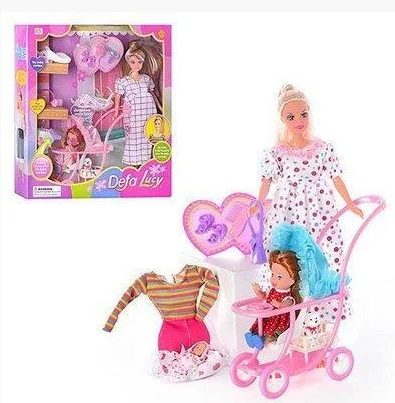 Детская Кукла барби DEFA LUCY беременная, с малышом и коляской, арт.8049 - фото 2 - id-p72265643