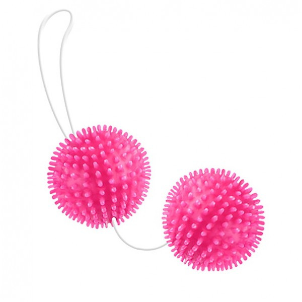 Розовые анально-вагинальные шарики с мягкими шипами - фото 3 - id-p190859992