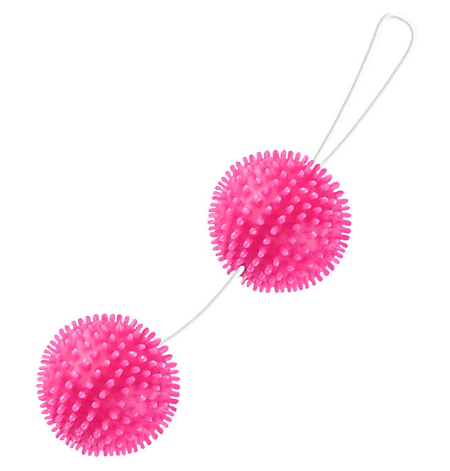 Розовые анально-вагинальные шарики с мягкими шипами - фото 2 - id-p190859992
