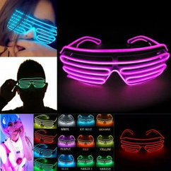 Светодиодные очки EL Wire для вечеринок с подсветкой (три режима подсветки) Розовые