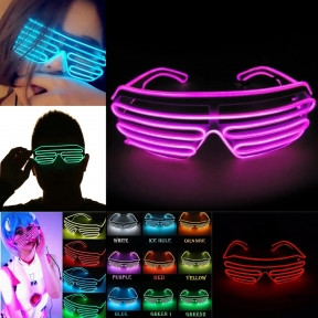 Светодиодные очки EL Wire для вечеринок с подсветкой (три режима подсветки) Розовые - фото 1 - id-p170174451