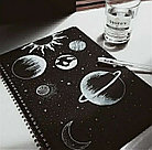 Скетчбук блокнот Sketchbook для рисования  белая ручка (А5, плотные листы, чёрная бумага, спираль, 40 листов), фото 3