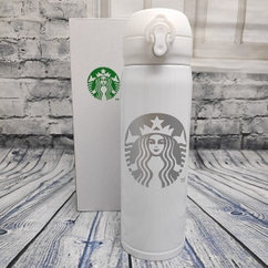 УЦЕНКА Термокружка Starbucks 450мл (Качество А) Белый с логотипом в серебре