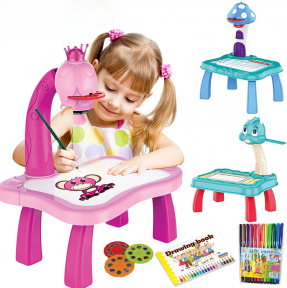 Детский стол проектор для рисования Projector Painting с подсветкой, фломастеры, сменные слайды Розовый - фото 1 - id-p169493651