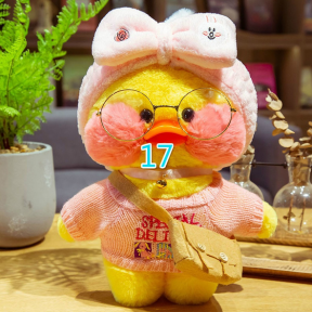 Мягкая игрушка уточка Лалафанфан (Lalafanfan duck), плюшевая уточка кукла в очках TikTok/ТикТок - фото 1 - id-p169547288