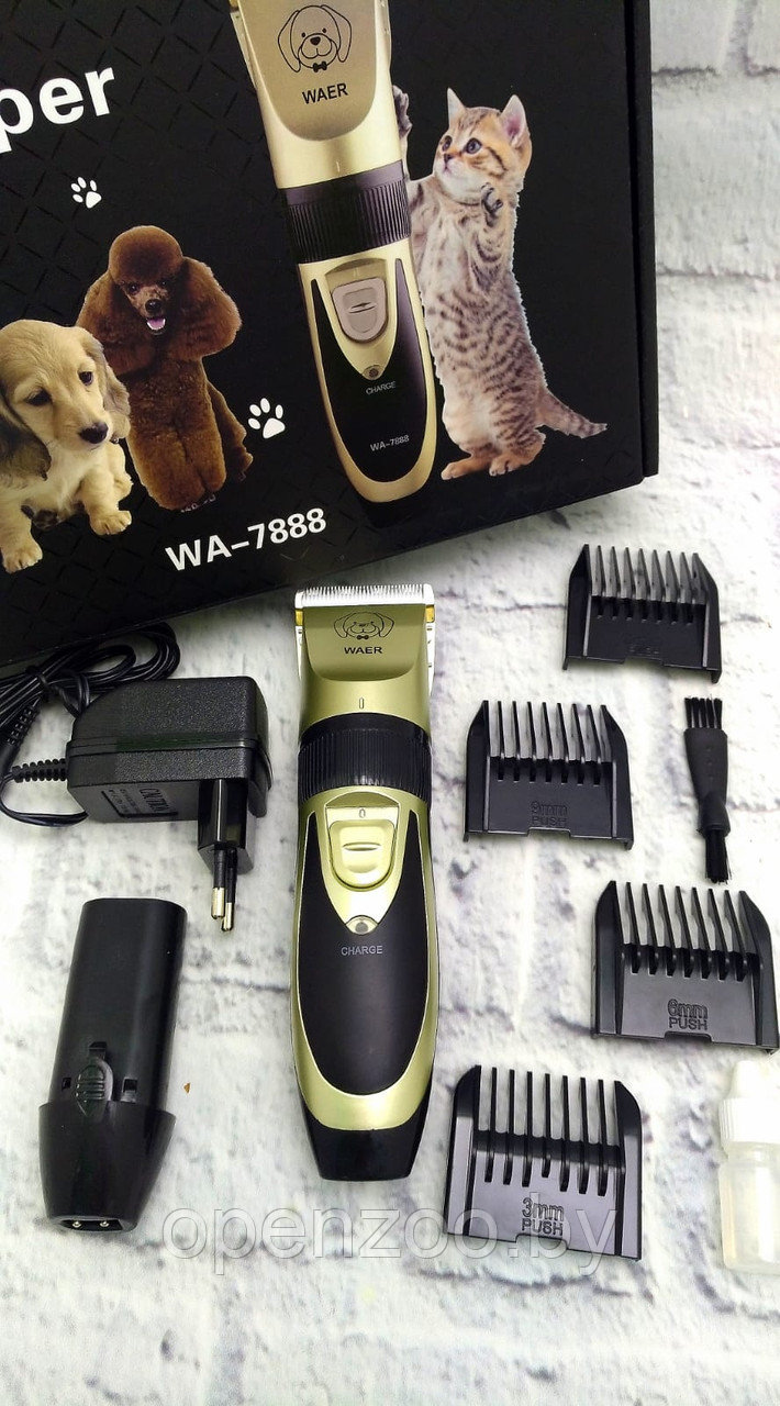 Профессиональная машинка для стрижки собак и кошек Waer professional pet clipper WA-7888 (4 насадки) - фото 4 - id-p190874764