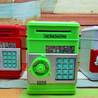 Электронная Копилка сейф Number Bank с купюроприемником и кодовым замком (звук) Зеленая (с мелодией)