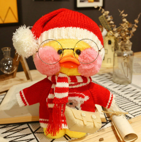 Мягкая игрушка уточка Лалафанфан (Lalafanfan duck), плюшевая уточка кукла в очках TikTok/ТикТок - фото 1 - id-p169547301