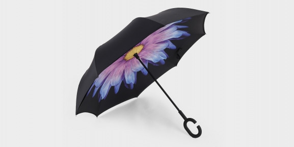 Зонт наоборот UnBrella (антизонт). Подбери свою расцветку настроения Фиолетовая гербера - фото 1 - id-p130627726